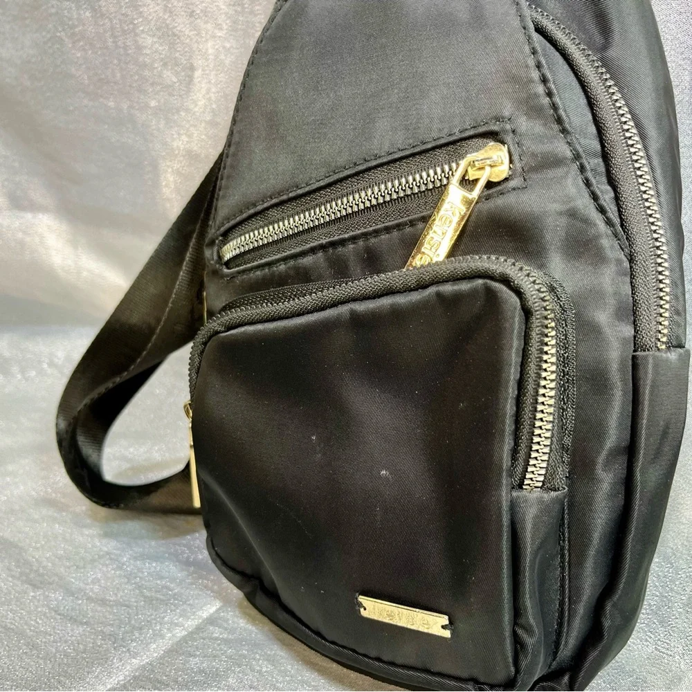 Kensie Sling Black Nylon Crossbody Bag Purse